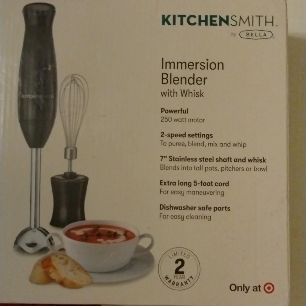 KitchenSmith by Bella Immersion Blender Black 250W Handheld Mixer New Open Box - Picture 2 of 2